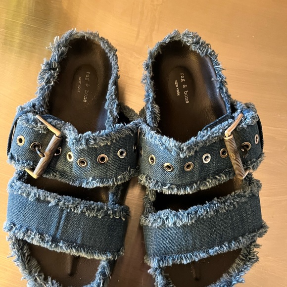 Rag & Bone Sandals Evin Denim Platform Slide - Picture 9 of 10